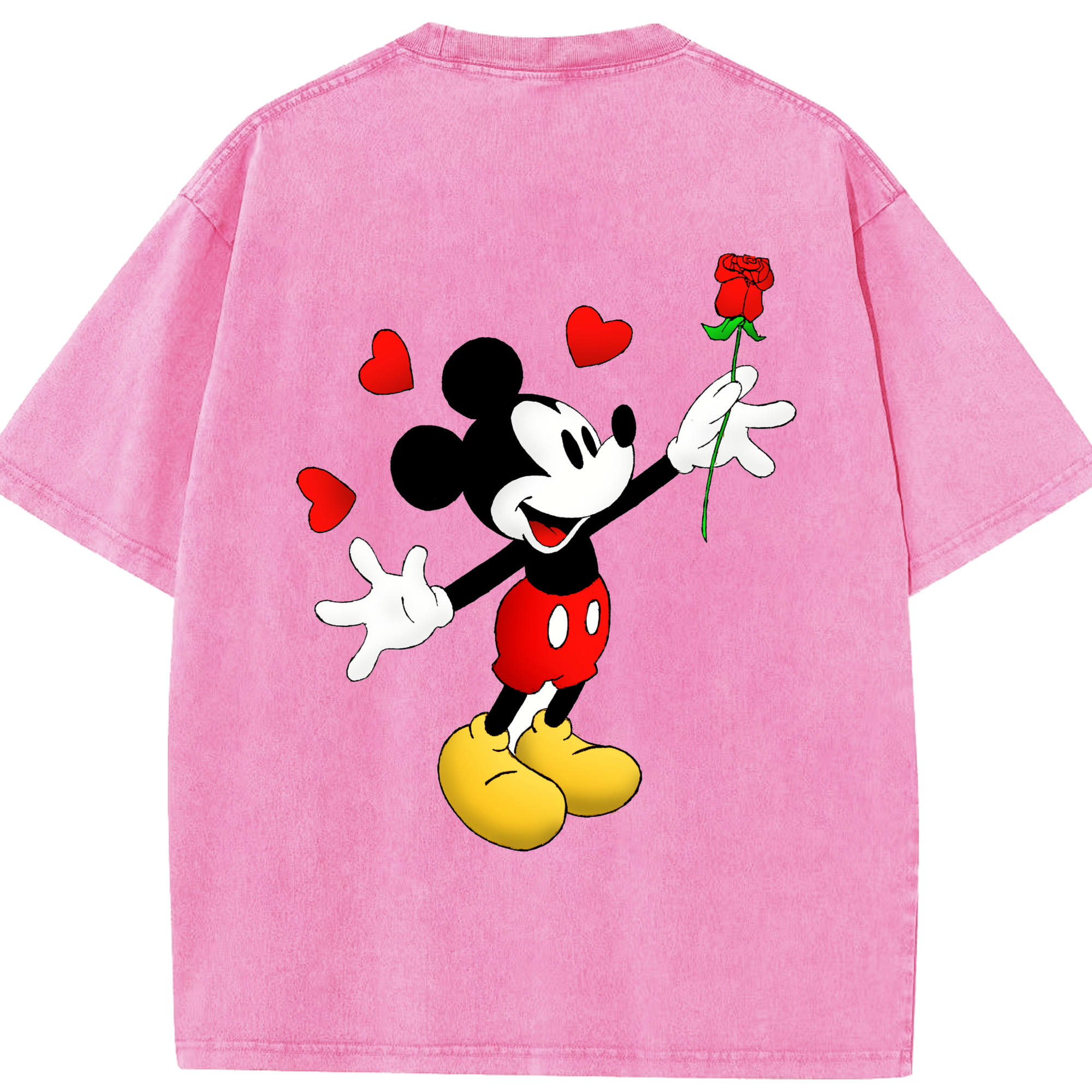（画像用） ミッキーマウス Mickey Mouse 綿100% ヴィンテージ風 半袖Tシャツ（背面プリント）